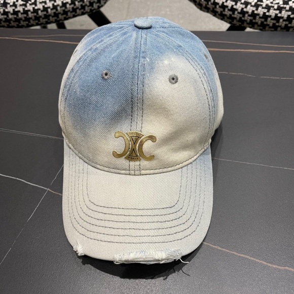 Faded Blue-White Gradient Cap with Triomphe Logo & Distressing main image 4